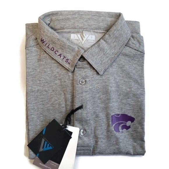 Kansas State Wildcats Reign Wordmark Short Sleeve Polo Mens Small Heather Gray - Picture 3 of 6